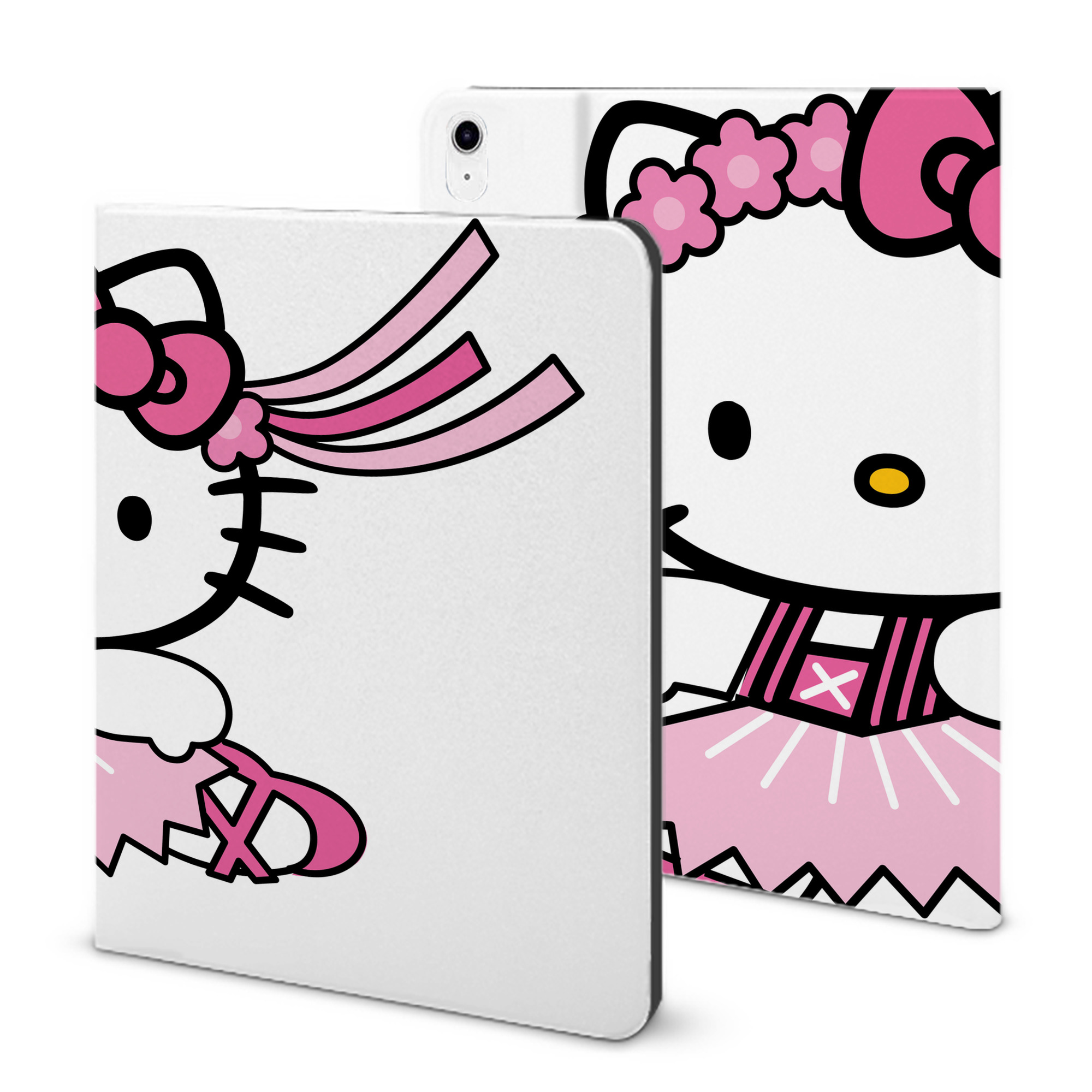 （画像用） Hello Kitty ハローキティ IPad ケース ブック型 PUレザー TPU 耐衝撃 軽量 薄型 ペン収納なし 全面保護 IPad 各モデル対応